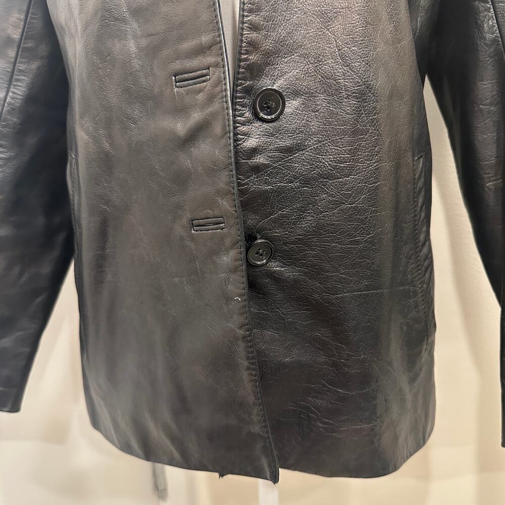 Vintage Y2K J. Crew Black Leather Shacket Minimalist Preppy Heritage Old‎ Money - Picture 8 of 16